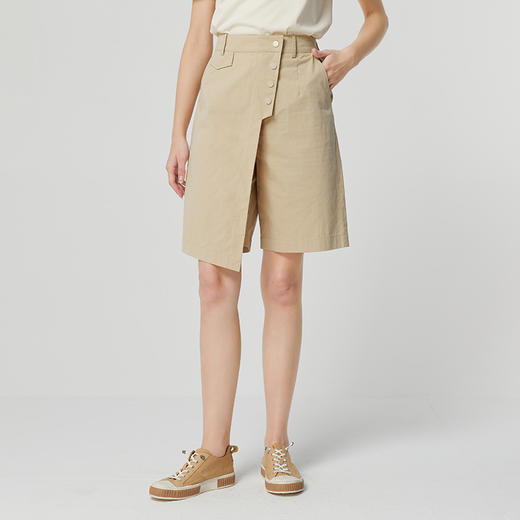 famecoco范可儿不规则拼接半身裤裙女新款夏松紧腰五分裤短裤FAB3GE001 商品图5