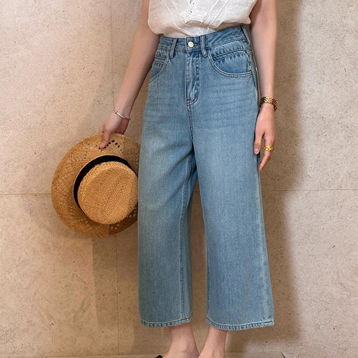 【部分现货】良木礼八分阔腿牛仔裤（91813-1） 商品图0