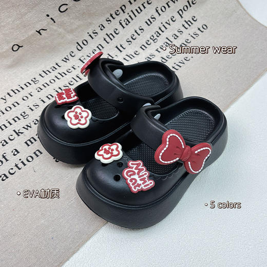 【洋气蝴蝶结设计，公主风十足！】女童蝴蝶结夏季拖鞋 新款洋气公主室内洗澡 儿童室内女宝包头洞洞鞋-QQ 商品图10