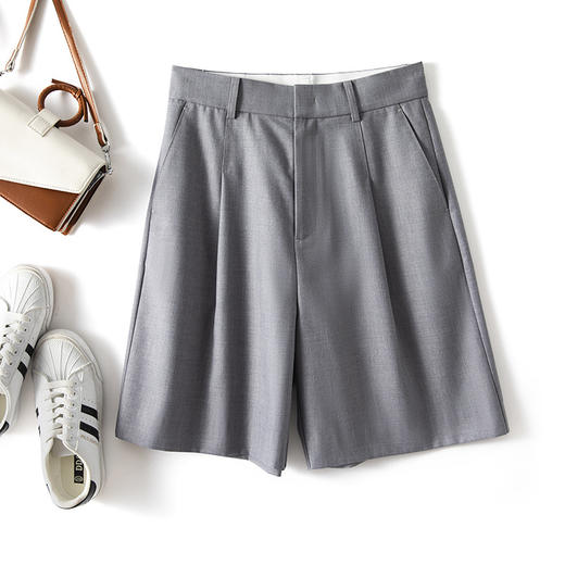 百媚生 高腰西装短裤女夏薄款外穿五分裤WD072_98 商品图0