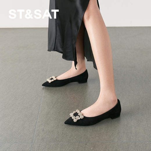 星期六华丽璀璨气质尖头粗跟单鞋SSD3111144 商品图5