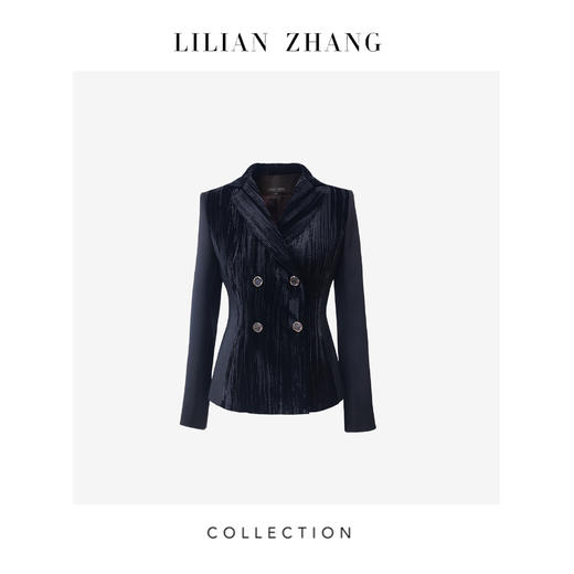 C - “私享定制”—优雅矜贵—Lady必备丝绒拼接修身西装外套2405031V 商品图0