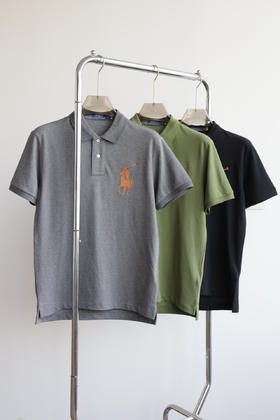 Polo珠地纯棉 皮革刺绣 大马标 翻领短袖POLO衫 TX464