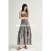 MAISON CECILE复古法式随性格纹/白色收腰显瘦A字吊带连衣裙 商品缩略图1