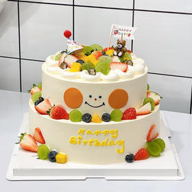 笑脸水果双层生日蛋糕