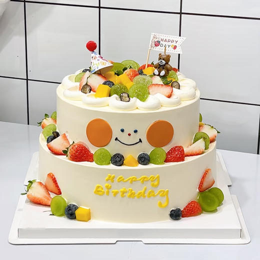 笑脸水果双层生日蛋糕 商品图0