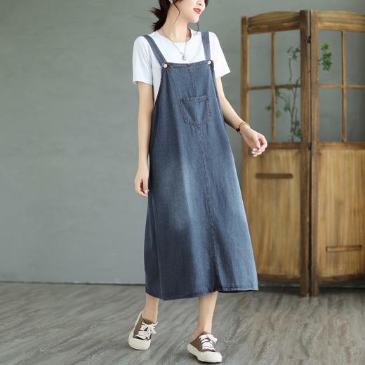 雀说 复古风水洗做旧棉质牛仔背带裙CL1967 商品图0