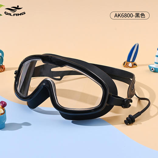 【高清防雾，新升级大框泳镜！】泳镜女生 高清防水防雾连体耳塞 男士一体大框 成人游泳潜水训练眼镜-QQ 商品图6