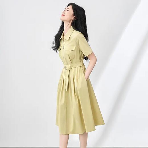 【高货wl】全新升级【铂金会员330/天猫449/差价119】(04115) 洛诗琳简约通勤休闲气质高腰半拉链衬衫裙夏季新款连衣裙 商品图0