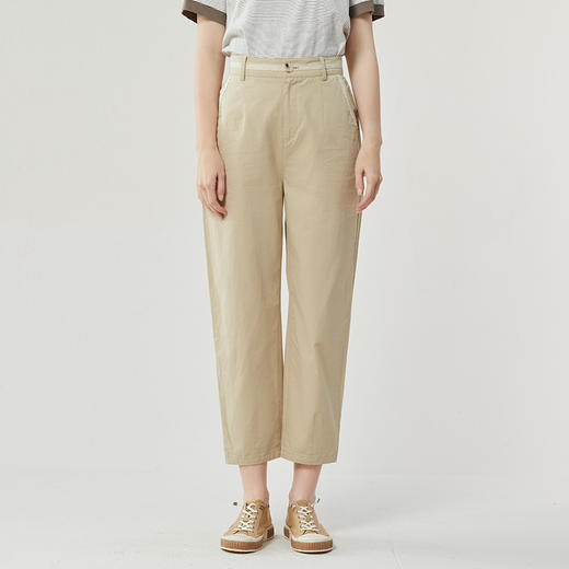 famecoco范可儿纯棉松紧腰休闲裤女士夏季薄款宽松运动花边裤子FAB3GA003 商品图0