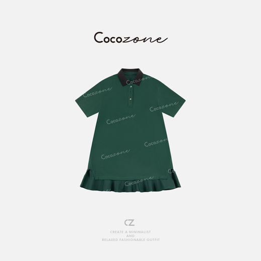 COCO ZONE 刘一一 【100棉】复古POLO领简约连衣裙CD1A0797 商品图0