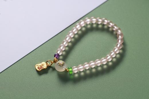 YFLL0006°粉琉璃+沙金桃花令吊坠手串 商品图4