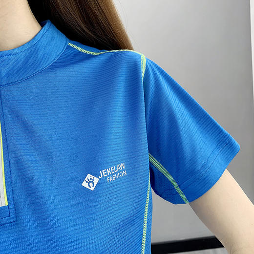 丁摩 立领速干衣短袖女弹力薄款透气快干衣跑步运动徒步户外登山半袖5ZF-2102 商品图2