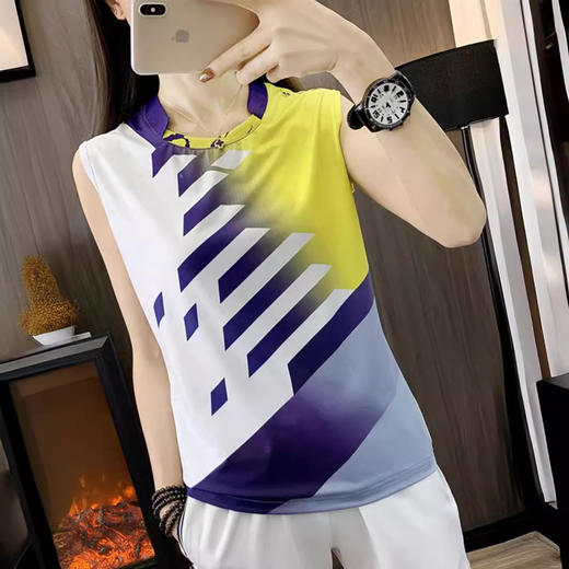 丁摩 无袖背心速干衣男女跑步运动休闲t恤情侣款排球乒乓羽毛球服5ZF-6006 商品图2