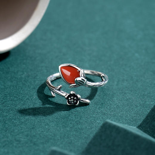 戒指 花朵枝叶镶嵌南红玛瑙 商品图1