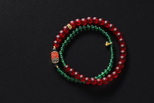 YHLL0010°花开如意·红琉璃+绿玛瑙手串 商品图0