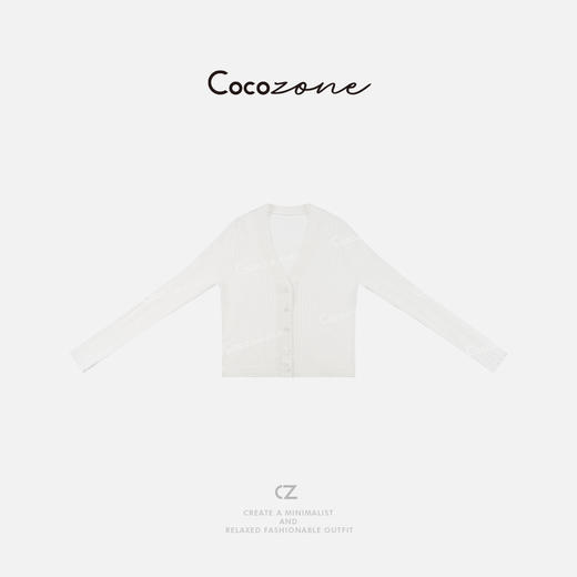 COCO ZONE 刘一一 【棉桑蚕丝混纺】竖条纹V领针织开衫CD1A0467 商品图0