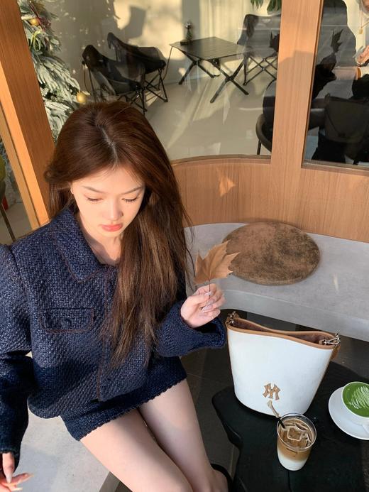 严选 | MLB复古提花水桶包 黑色/奶油色 19*14*23.5cm 商品图7