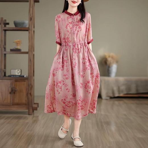 雀说 小翻领高腰系带a字裙连衣裙D037-8330 商品图3