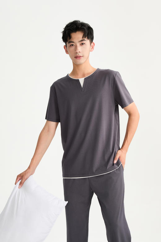 连绵·莫代尔假两件家居服 男/女款（胸垫款） 商品图1