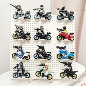 兼容LEGO摩托车特警积木12套