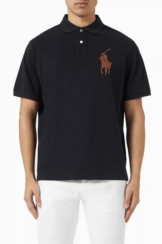 Polo珠地纯棉 皮革刺绣 大马标 翻领短袖POLO衫 TX464 商品图1