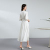 丁摩 真丝连衣裙女夏法式V领名媛风高级感白色缎面桑蚕丝大摆长裙5ZF-0116 商品缩略图3