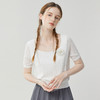 Famecoco范可儿短款低领针织衫女夏季新款短袖方领镂空上衣FAB3DB004 商品缩略图0