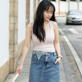 内茵带胸垫方领背心|双C线显瘦显腰细，单穿内搭都好看