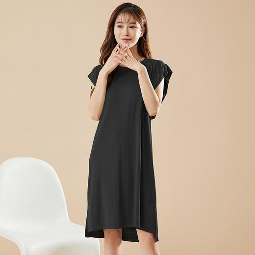 冰丝睡衣夏季女带胸垫薄款宽松家居服高弹无袖大码莫代尔睡裙女士 商品图10