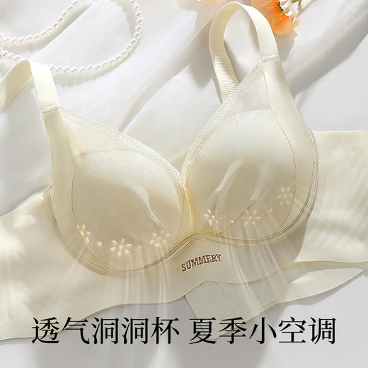【298选3】D2-💟【B-C杯】【轻薄洞洞杯】夏季透气聚拢提拉防下垂内衣女收副乳无钢圈文胸罩   清桃芬芳 商品图1