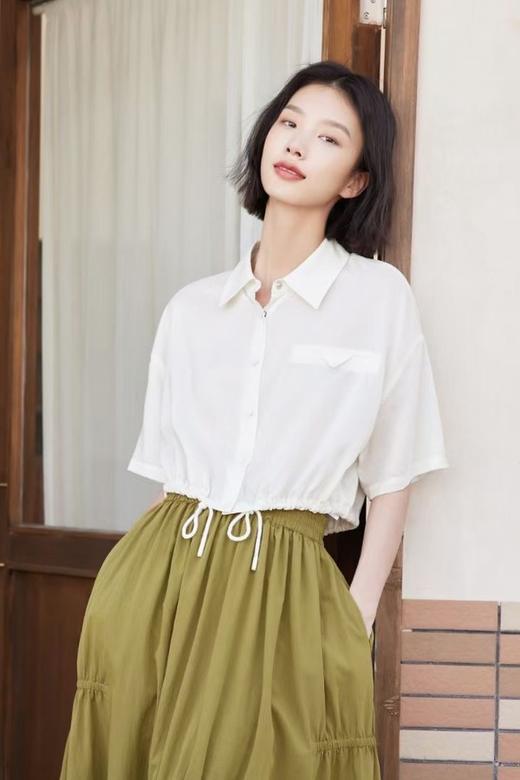 LNNNS 白色短款抽绳百搭衬衣 18335 商品图0