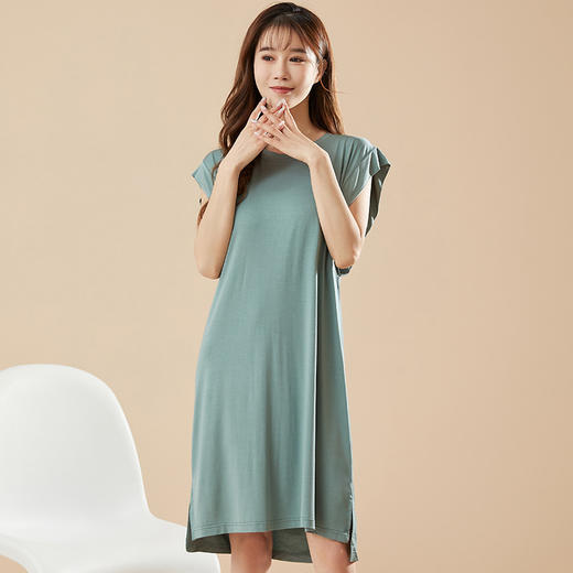 冰丝睡衣夏季女带胸垫薄款宽松家居服高弹无袖大码莫代尔睡裙女士 商品图7