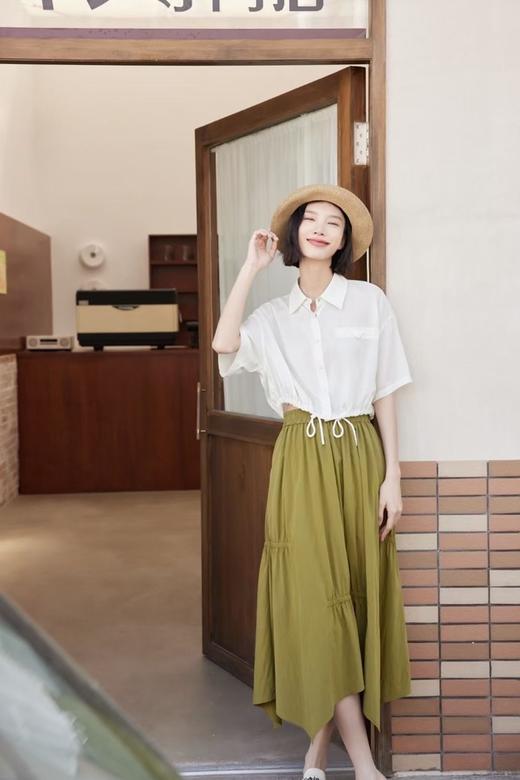 LNNNS 白色短款抽绳百搭衬衣 18335 商品图3