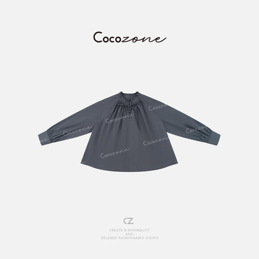COCO ZONE 刘一一 【莱赛尔棉】定制色抽绳圆领长袖衬衫CD2A0390 商品图0