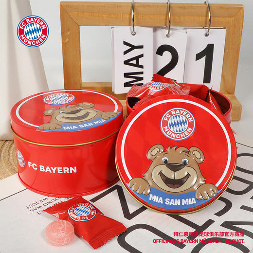 【官方正版】拜仁慕尼黑足球俱乐部丨草莓味硬糖伯尼熊红色马口铁盒包装 商品图2