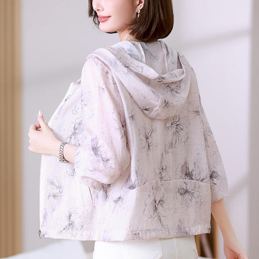 雀说 时尚轻薄连帽开衫透气防晒衣女325012 商品图2