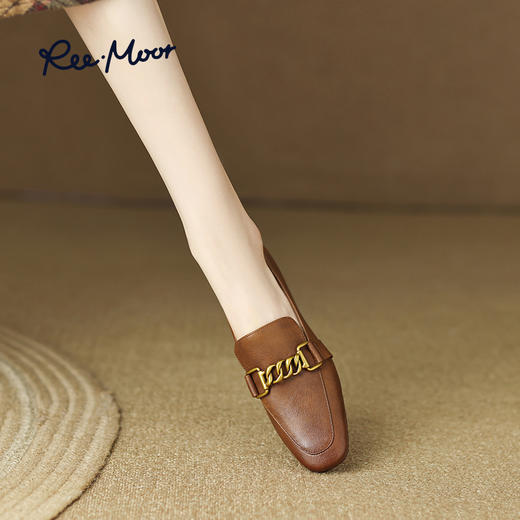 REEMOOR睿慕牛皮擦色链条乐福鞋 商品图6