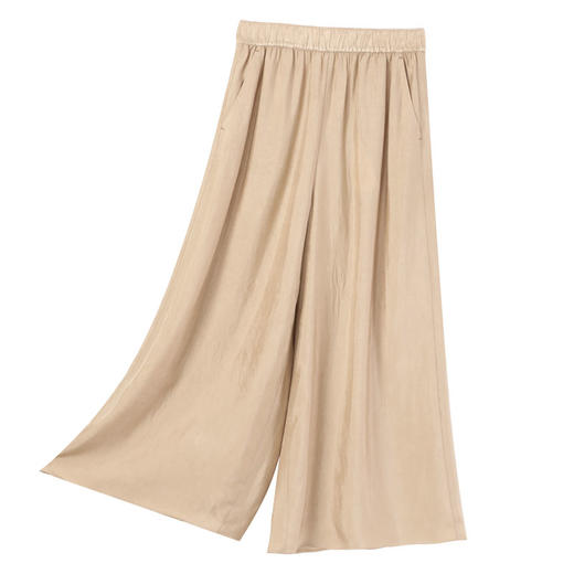 玳莎醋酸九分阔腿裤女2025年夏季新款松紧腰宽松通勤垂感休闲裤  FB36313 商品图4