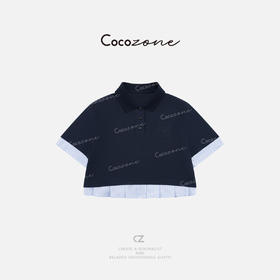 COCO ZONE 刘一一 【莱赛尔混纺】翻领学院风假两件T恤 CD1A0799
