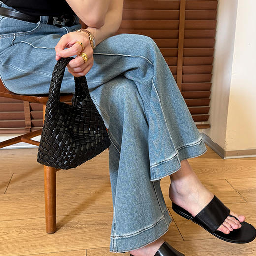 【预售7天】良木礼腰带阔腿牛仔裤（22103） 商品图2