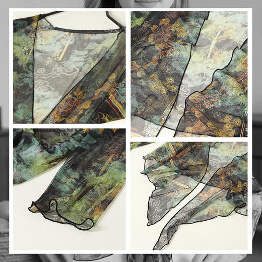 丁摩 真丝防晒衣印花披肩桑蚕丝网眼透气空调衫HA25015 商品图2