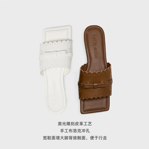 lost in echo2025春夏新款度假布洛克手工镂空轻便薄底平底凉拖鞋 商品图2