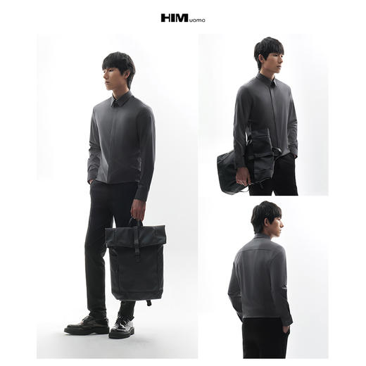 HIM漢崇  日常通勤商务正装衬衫锁链线绣花衣领长袖衬衫 2026春 商品图3