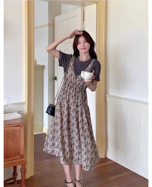 ✨法式温柔风初恋长裙【碎花拼接假2件连衣裙】腰部抽绳设计，上半身有弹力，包容性强，不勒 商品图6