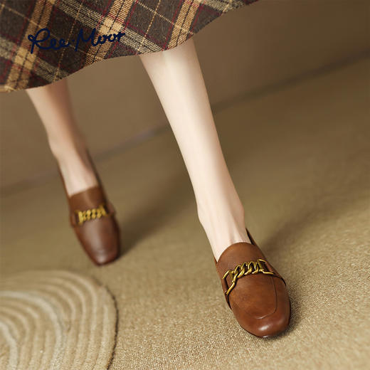 REEMOOR睿慕牛皮擦色链条乐福鞋 商品图5