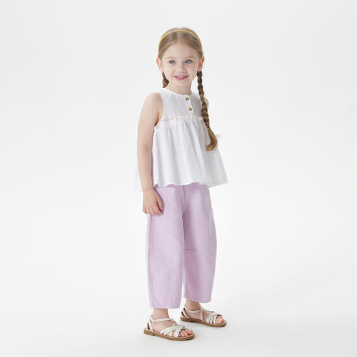 马克珍妮女童甜美花边背心 宝宝T恤纯棉上衣2025年夏装新款550886 商品图2