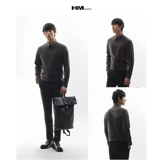 HIM漢崇  日常通勤商务正装时尚都市职业舒适长袖衬衫男 2026春季 商品图3