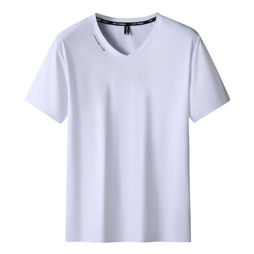 【DK】大依优型大码冰丝V领短袖T恤弹力半袖夏季加肥加大肥佬休闲运动宽松透气弹力男装上衣 商品图4