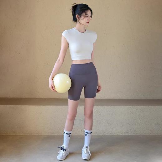 跃牌【周游世界系列】春夏新款高弹透气显瘦运动上衣短款训练健身修身短袖T恤TP0849 商品图4